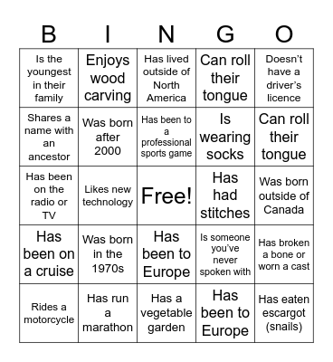 Gillespie Family Homecoming 2024 Bingo Card
