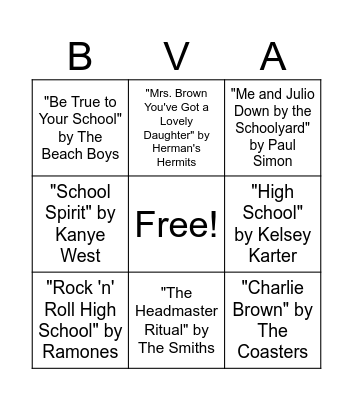 School Bingo Card