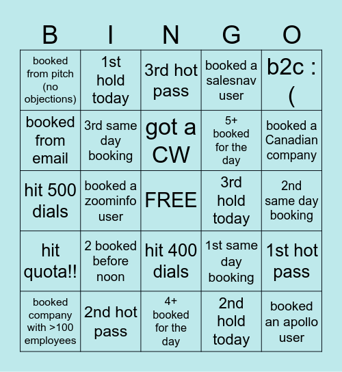 Can only mark one box at a time, no double hitting Bingo Card