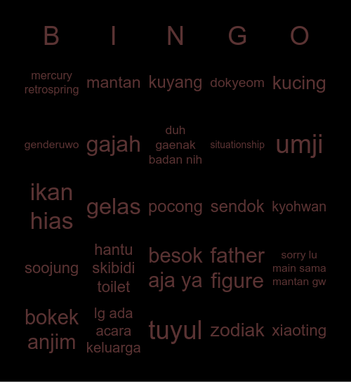 go! go! bingo! Bingo Card