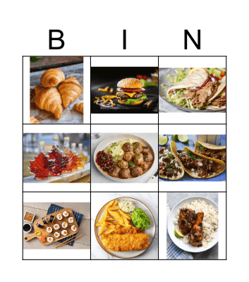 World food bingo Card