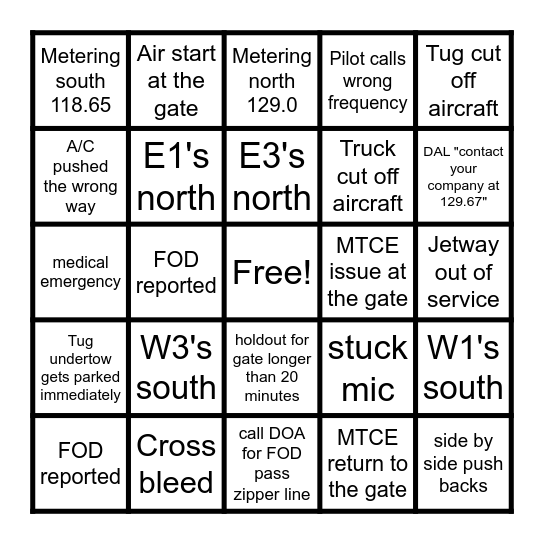 C TOWER Bingo Card