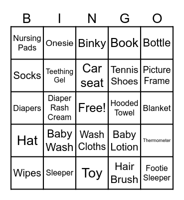 Baby Bingo Card