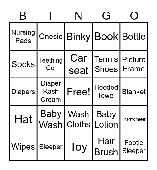 Baby Bingo Card