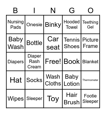 Baby Bingo Card