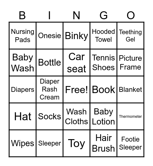 Baby Bingo Card