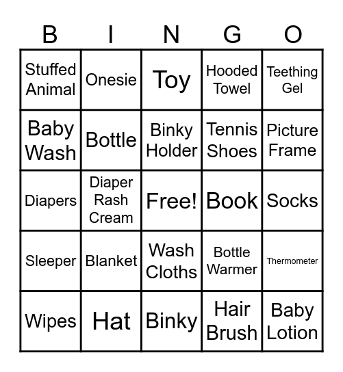 Baby Bingo Card