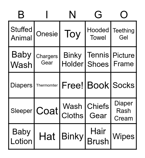 Baby Bingo Card