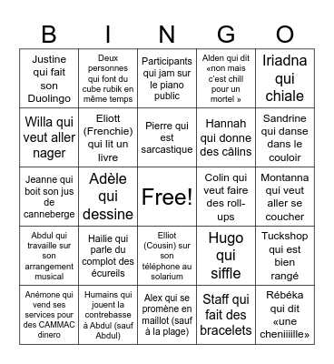CAMMAC  STAFF BINGO Card