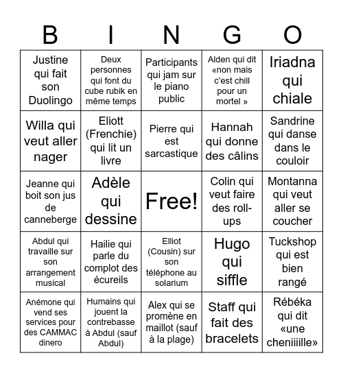 CAMMAC  STAFF BINGO Card