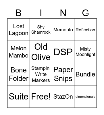Stampin'Up! Bingo Card