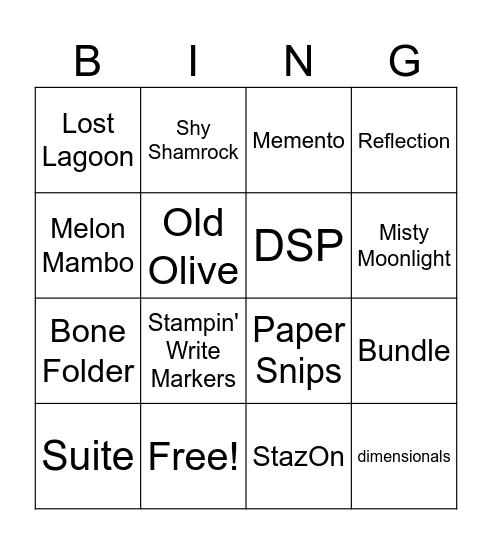 Stampin'Up! Bingo Card