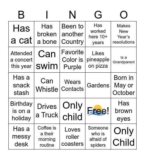 Staff Bingo Card