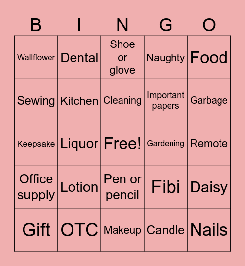 Shawna’s Hidey Bag Bingo Card