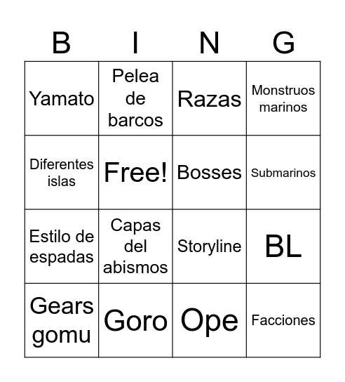 Rell seas movie 2 Bingo Card