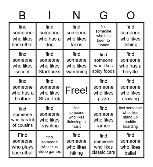 Get to Know You BINGO! Bingo Card