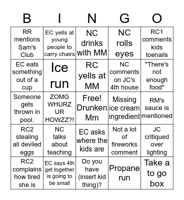 Cornell 4th Shenanigans  Bingo Card