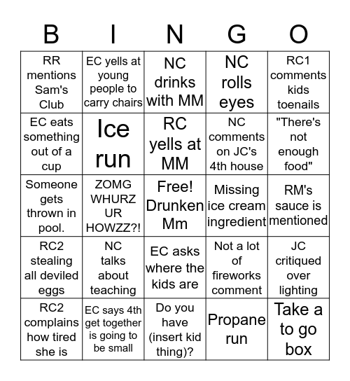 Cornell 4th Shenanigans  Bingo Card