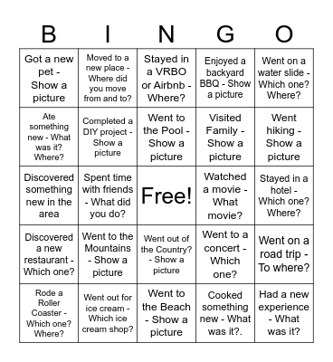 Welcome Back! Bingo Card