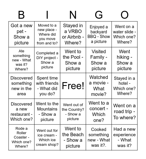 Welcome Back! Bingo Card