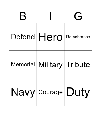 Warrior Bingo Card