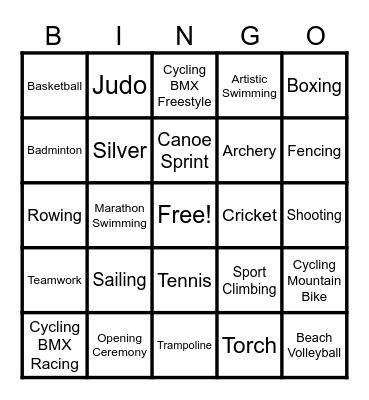 SUMMER OLYMPICS Bingo Card