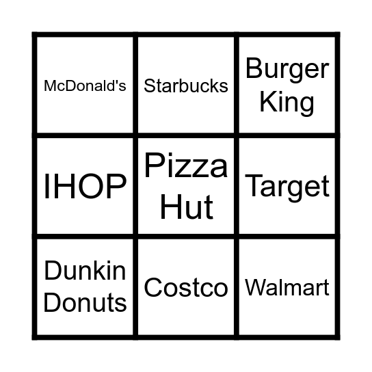 Logos in the Community Bingo Card