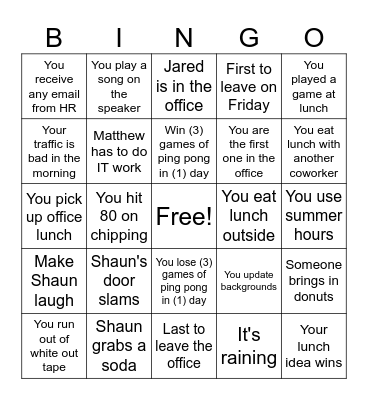 Must get (2) 5 in a row to win >:) Bingo Card