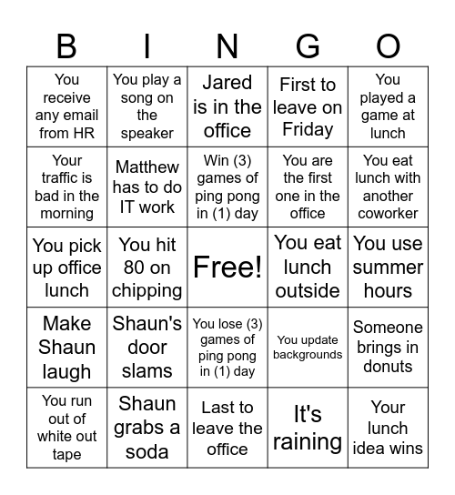 Must get (2) 5 in a row to win >:) Bingo Card