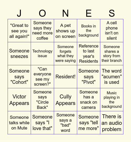 CST Residency - August Session Bingo Card