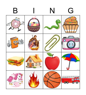 kids bingo Card