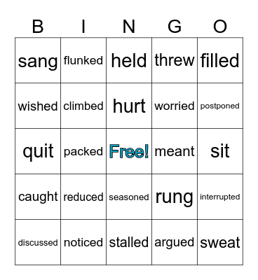 past verbs Bingo Card