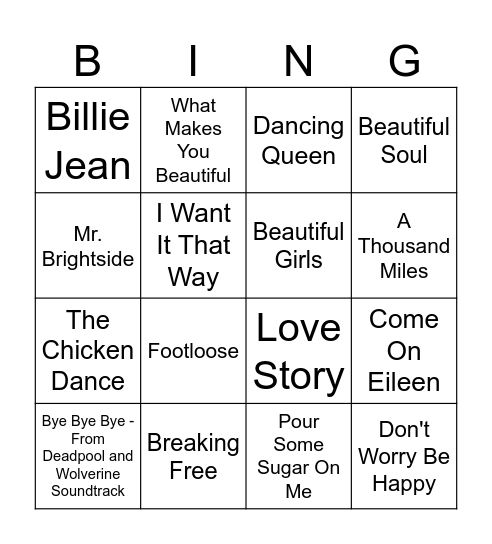 Music Bingo Card