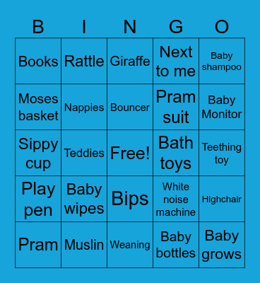 Freddie and Adrianna's Baby shower bingo Card