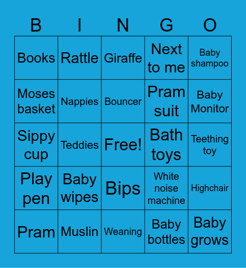 Freddie and Adrianna's Baby shower bingo Card