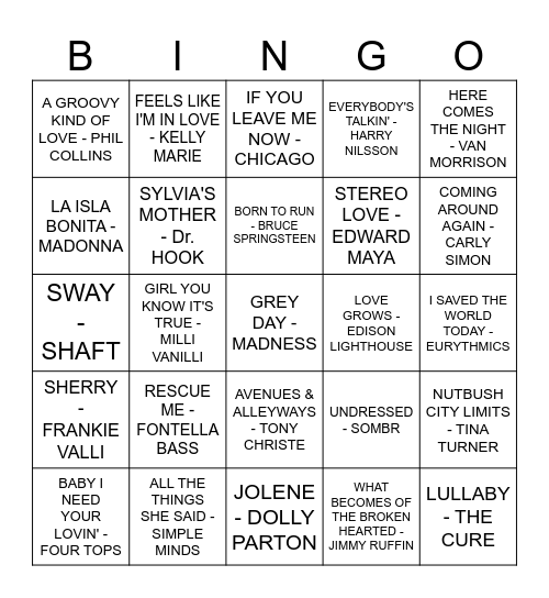 THE SEVENTY NINE INN Bingo Card