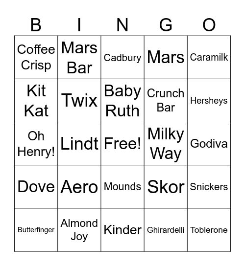 Chocolate Factory Bingo Card