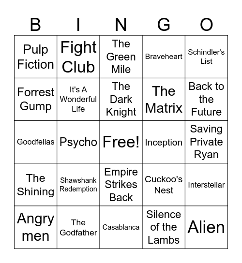 Blockbusters Bingo Card
