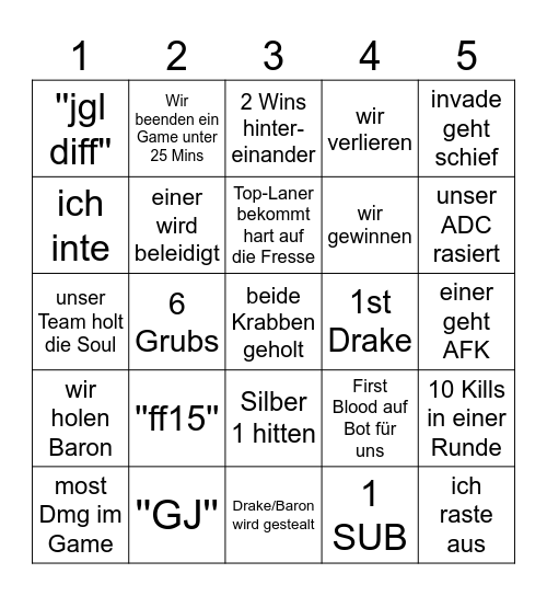 LOL BINGO Card