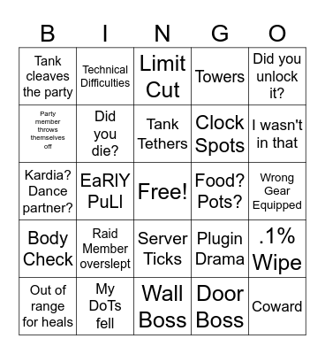 FF14 Raid Bingo Card