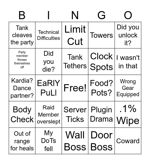 FF14 Raid Bingo Card