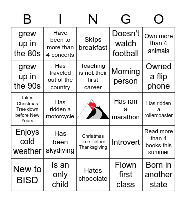 CONNECTION BINGO Card