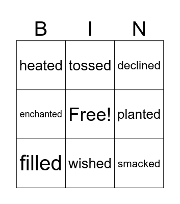 Charlotte P finish -ed sounds Bingo Card