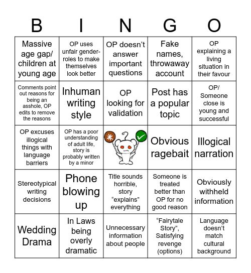 AITA Bingo Card