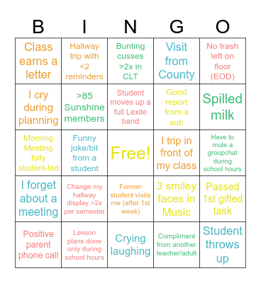 24-25 School Year BINGO Card