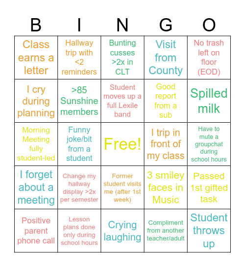 24-25 School Year BINGO Card
