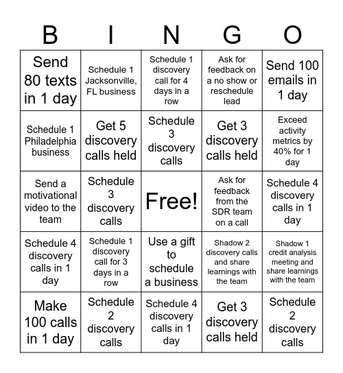 Cami & Patty SDR Bingo Card