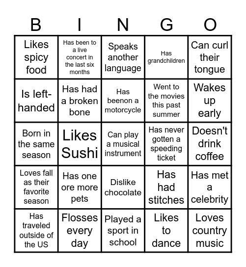 FRSD Find Some Who Bingo Card