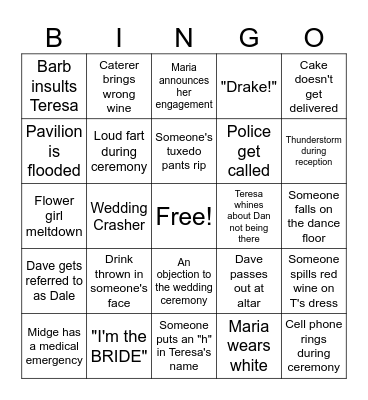 Wedding Bingo Card