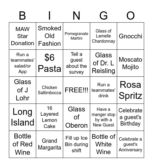 SERVER BINGO Card